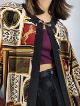 Load image into Gallery viewer, Vintage Creations Pauquet horse print light blazer jacket baroque crazy pattern cardigan women L
