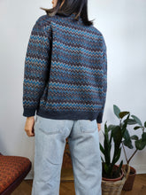 Load image into Gallery viewer, Vintage Missoni Sport wool blend cardigan blue zig zag pattern knit knitted warm sweater jumper jacket designer S

