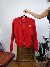 Load image into Gallery viewer, Vintage Les Copains 100% wool designer knit cardigan jacket red knitted sweater jumper S
