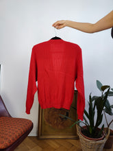 Load image into Gallery viewer, Vintage Les Copains 100% wool designer knit cardigan jacket red knitted sweater jumper S
