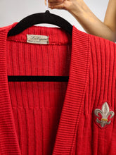 Load image into Gallery viewer, Vintage Les Copains 100% wool designer knit cardigan jacket red knitted sweater jumper S
