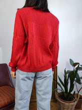 Load image into Gallery viewer, Vintage Les Copains 100% wool designer knit cardigan jacket red knitted sweater jumper S

