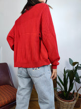 Load image into Gallery viewer, Vintage Les Copains 100% wool designer knit cardigan jacket red knitted sweater jumper S
