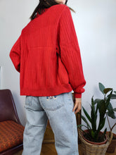 Lade das Bild in den Galerie-Viewer, Vintage Les Copains 100 % Wolle Designer Strickjacke Jacke rot gestrickter Pullover Pullover S

