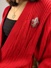 Load image into Gallery viewer, Vintage Les Copains 100% wool designer knit cardigan jacket red knitted sweater jumper S
