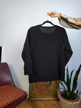 Load image into Gallery viewer, Vintage wool blend cardigan black flower floral embroidery knit knitted sweater jacket S
