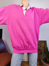 Load image into Gallery viewer, Vintage 90s sweatshirt pink sweater polo collar pullover jumper unisex men oversized American System XL
