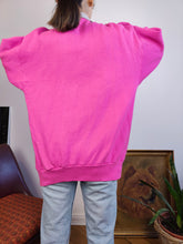 Load image into Gallery viewer, Vintage 90s sweatshirt pink sweater polo collar pullover jumper unisex men oversized American System XL

