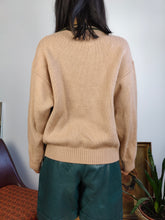 Load image into Gallery viewer, Vintage wool blend cable knit sweater V neck college pink plain fall winter knitted pullover jumper Malagida M
