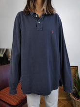 Load image into Gallery viewer, Vintage Ralph Lauren navy blue long sleeve polo shirt cotton sweater unisex men XL
