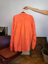 Load image into Gallery viewer, Vintage 100% silk shirt blouse orange long sleeve button up plain unisex men L
