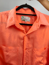 Load image into Gallery viewer, Vintage 100% silk shirt blouse orange long sleeve button up plain unisex men L
