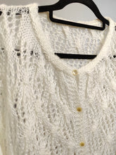Load image into Gallery viewer, Vintage white crochet cardigan open structure knit knitted sweater jumper jacket L
