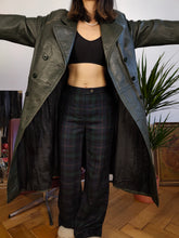 Load image into Gallery viewer, Vintage genuine leather coat khaki green long maxi trench jacket club matrix women S
