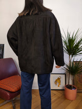 Load image into Gallery viewer, Vintage genuine shearling leather coat black sheepskin lambskin sherpa winter heavy 42 S-M
