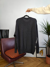 Load image into Gallery viewer, Vintage lambs wool blend Baroni sweater grey embroidery ski snow bear animal knit knitted pullover jumper L
