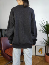 Load image into Gallery viewer, Vintage lambs wool blend Baroni sweater grey embroidery ski snow bear animal knit knitted pullover jumper L
