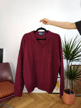 Load image into Gallery viewer, Vintage Ralph Lauren wool blend sweater cable knit burgundy red plain fall winter knitted pullover jumper unisex men M-L
