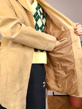 Load image into Gallery viewer, The Beige Suede | Vintage real suede leather brown waist trench coat jacket S-M
