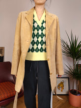 Load image into Gallery viewer, The Beige Suede | Vintage real suede leather brown waist trench coat jacket S-M
