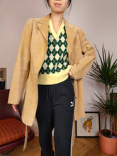 Load image into Gallery viewer, Vintage argyle pattern knit vest sleeveless diamonds pullunder preppy yellow green M
