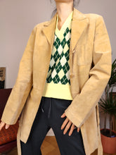 Load image into Gallery viewer, The Beige Suede | Vintage real suede leather brown waist trench coat jacket S-M
