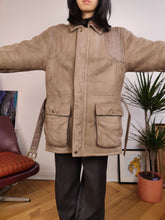 Load image into Gallery viewer, Vintage genuine shearling leather coat brown beige suede sheepskin lambskin sherpa winter IT50 M-L
