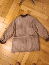 Load image into Gallery viewer, Vintage genuine shearling leather coat brown beige suede sheepskin lambskin sherpa winter IT50 M-L
