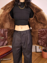 Load image into Gallery viewer, Vintage genuine shearling leather coat beige cream brown suede sheepskin lambskin sherpa winter IT46 S-M
