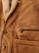 Load image into Gallery viewer, Vintage genuine shearling leather coat tan brown sheepskin lambskin sherpa winter IT52 L-XL
