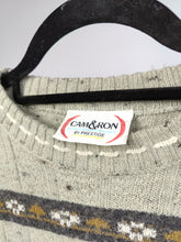 Load image into Gallery viewer, Vintage wool mix knit sweater Christmas Xmas winter pattern sage green knitted pullover jumper unisex men IT54 L

