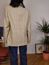 Load image into Gallery viewer, Vintage wool blend blazer beige cream checker check tartan jacket women IT48 EU M
