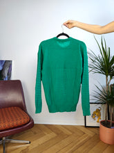 Load image into Gallery viewer, Vintage Lacoste cotton sweater cable knit turquoise green plain fall winter knitted pullover jumper unisex men M
