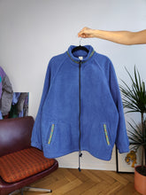Load image into Gallery viewer, Vintage fleece jacket pullover jumper cardigan plain blue thick Alpes unisex men L

