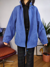 Load image into Gallery viewer, Vintage fleece jacket pullover jumper cardigan plain blue thick Alpes unisex men L

