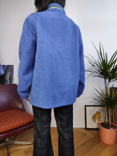 Load image into Gallery viewer, Vintage fleece jacket pullover jumper cardigan plain blue thick Alpes unisex men L
