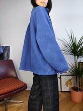 Load image into Gallery viewer, Vintage fleece jacket pullover jumper cardigan plain blue thick Alpes made in France L
