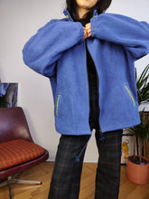 Load image into Gallery viewer, Vintage fleece jacket pullover jumper cardigan plain blue thick Alpes unisex men L
