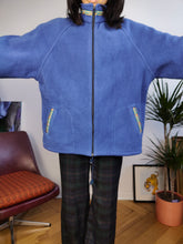 Load image into Gallery viewer, Vintage fleece jacket pullover jumper cardigan plain blue thick Alpes unisex men L
