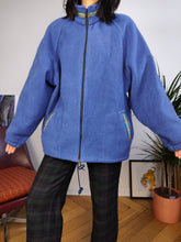 Load image into Gallery viewer, Vintage fleece jacket pullover jumper cardigan plain blue thick Alpes unisex men L

