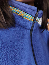 Load image into Gallery viewer, Vintage fleece jacket pullover jumper cardigan plain blue thick Alpes unisex men L
