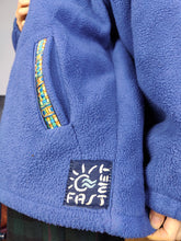 Load image into Gallery viewer, Vintage fleece jacket pullover jumper cardigan plain blue thick Alpes unisex men L
