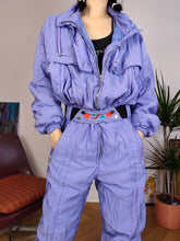 Load image into Gallery viewer, Vintage Belfe ski suit snow snowboard winter sport onesie overall jumpsuit purple lila IT50 M-L
