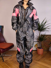 Load image into Gallery viewer, Vintage Descente ski suit snow snowboard winter sport onesie overall jumpsuit silver grey pink IT50 EU M-L
