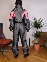 Load image into Gallery viewer, Vintage Descente ski suit snow snowboard winter sport onesie overall jumpsuit silver grey pink IT50 EU M-L
