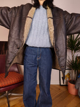 Load image into Gallery viewer, Vintage genuine shearling leather coat black brown sheepskin lambskin sherpa winter 50 L
