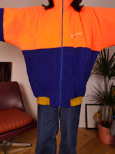 Load image into Gallery viewer, Vintage fleece jacket pullover jumper cardigan blue orange thick ski embroidery unisex men XL
