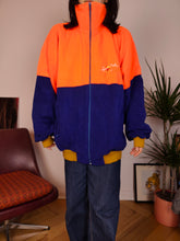Load image into Gallery viewer, Vintage fleece jacket pullover jumper cardigan blue orange thick ski embroidery unisex men XL
