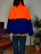 Load image into Gallery viewer, Vintage fleece jacket pullover jumper cardigan blue orange thick ski embroidery unisex men XL
