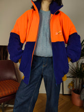 Load image into Gallery viewer, Vintage fleece jacket pullover jumper cardigan blue orange thick ski embroidery unisex men XL
